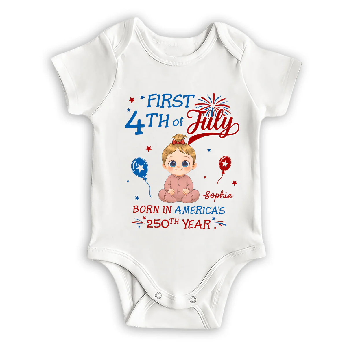 1st 4th Of July - Personalized Custom Baby Onesie