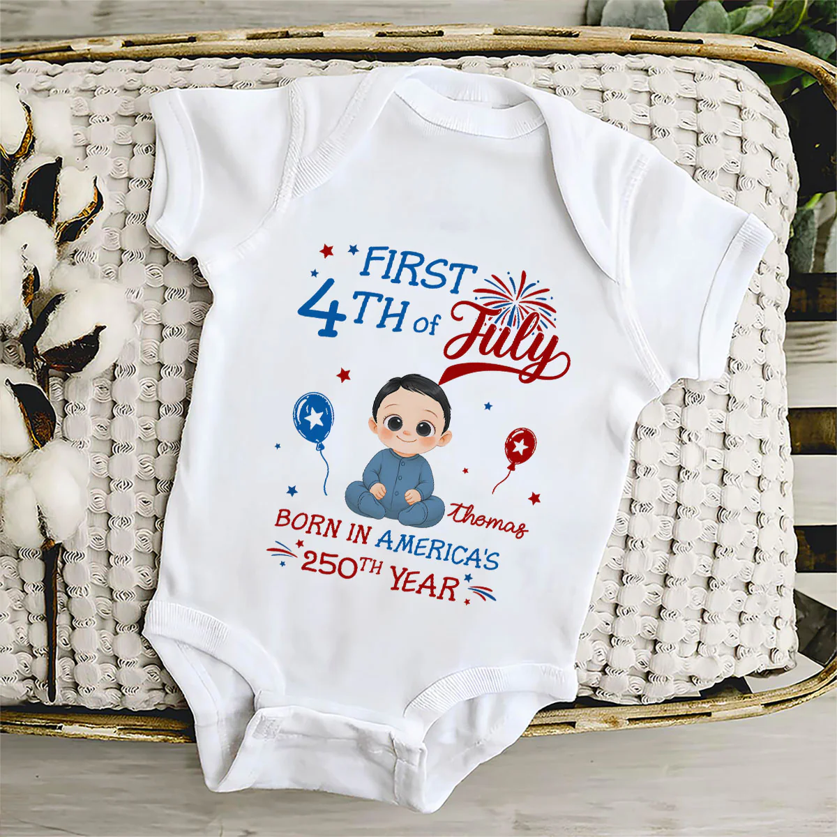 1st 4th Of July - Personalized Custom Baby Onesie - Image 4