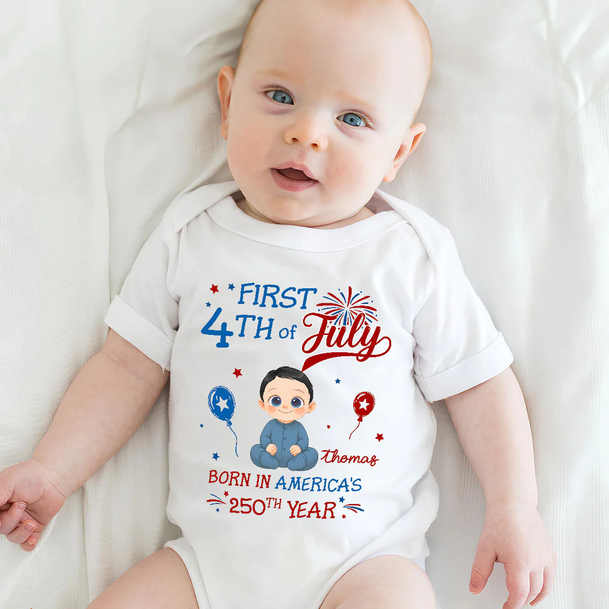 1st 4th Of July - Personalized Custom Baby Onesie - Image 5