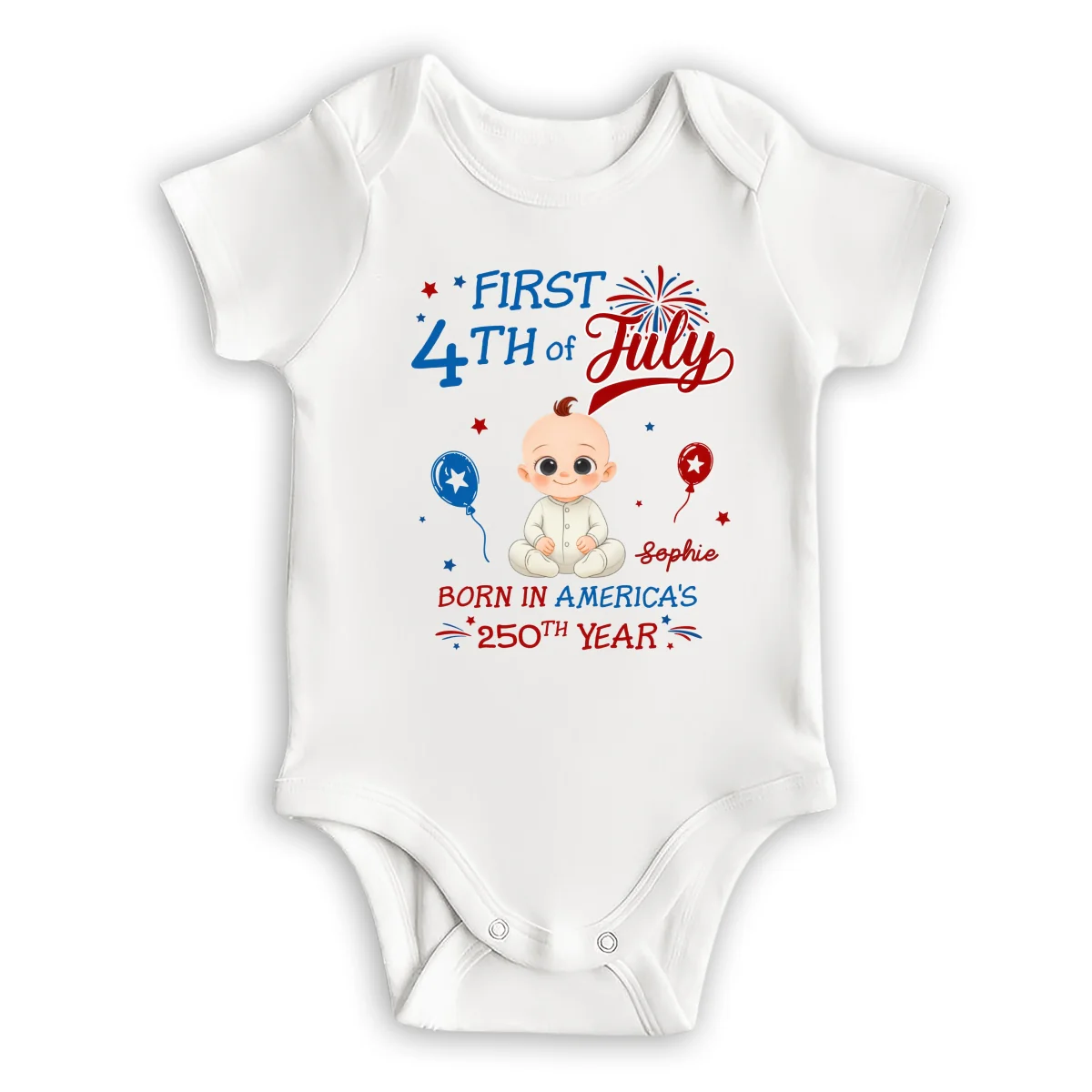 1st 4th Of July - Personalized Custom Baby Onesie - Image 6