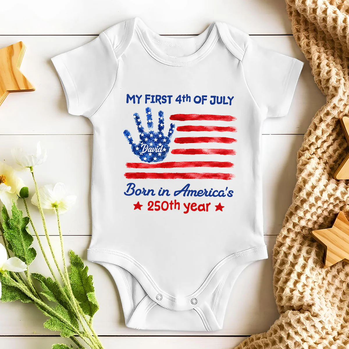 1st 4th Of July - Personalized Custom Baby Onesie - Image 4