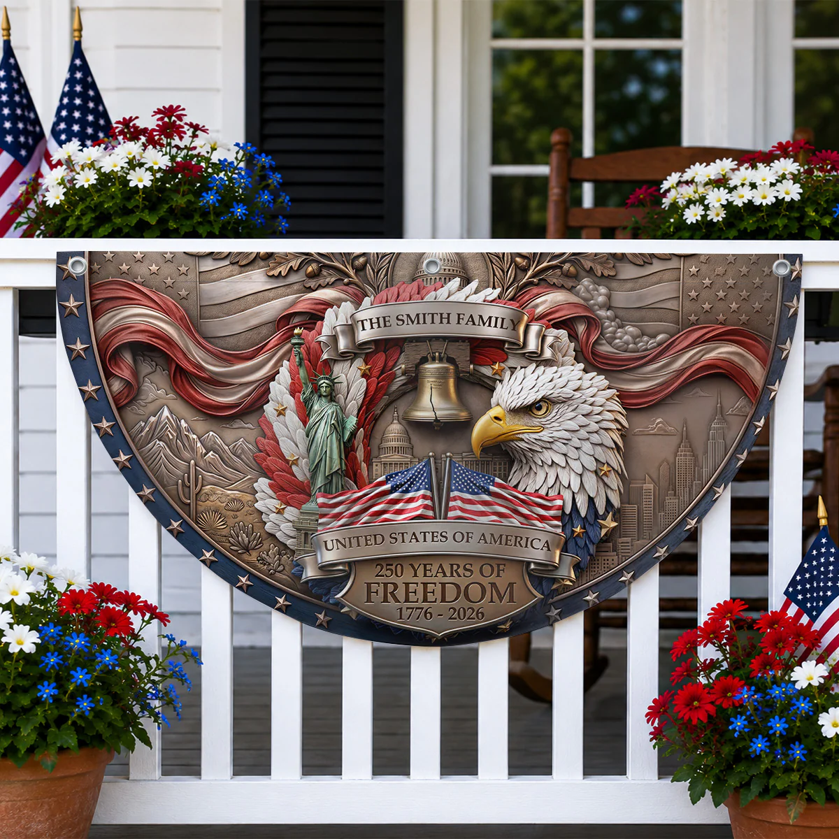 250 Years Of Freedom - Personalized Custom Non-Pleated Fan Flag