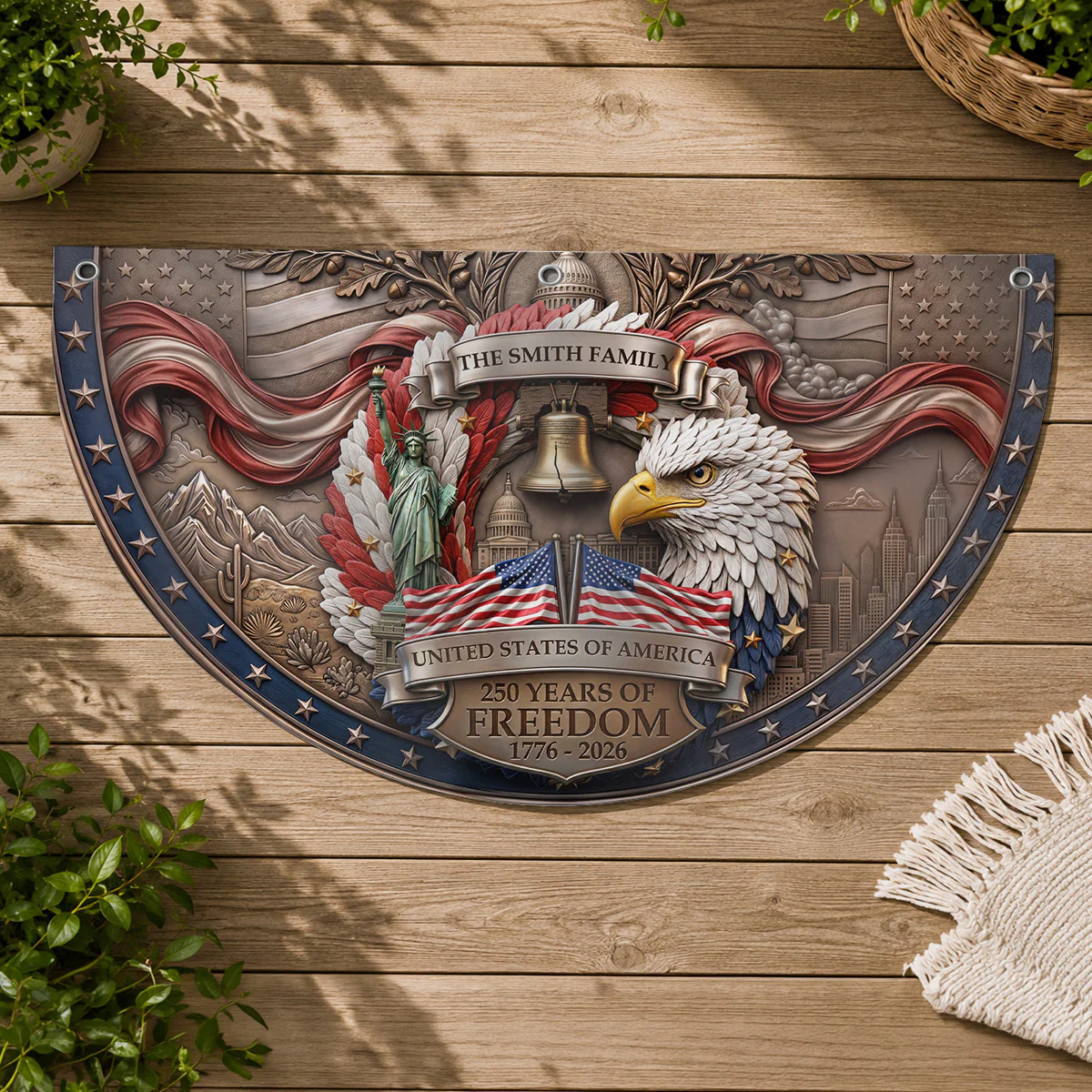250 Years Of Freedom - Personalized Custom Non-Pleated Fan Flag - Image 3
