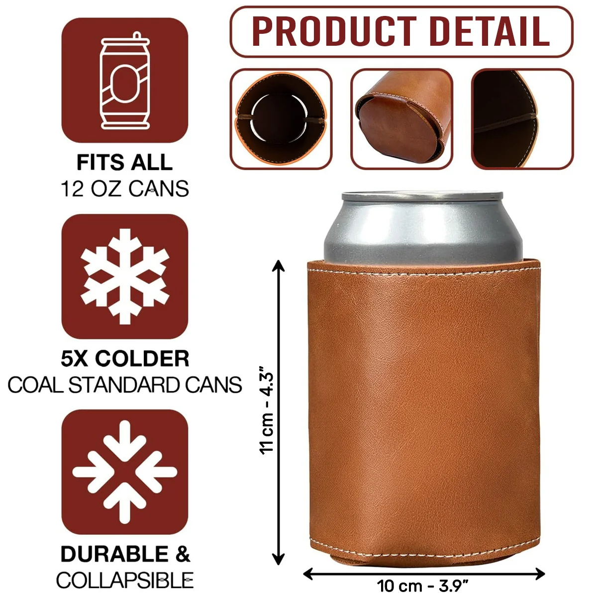 A Bond Between Brothers - Personalized Custom Engraved Leather Can Cooler Holder - Image 6