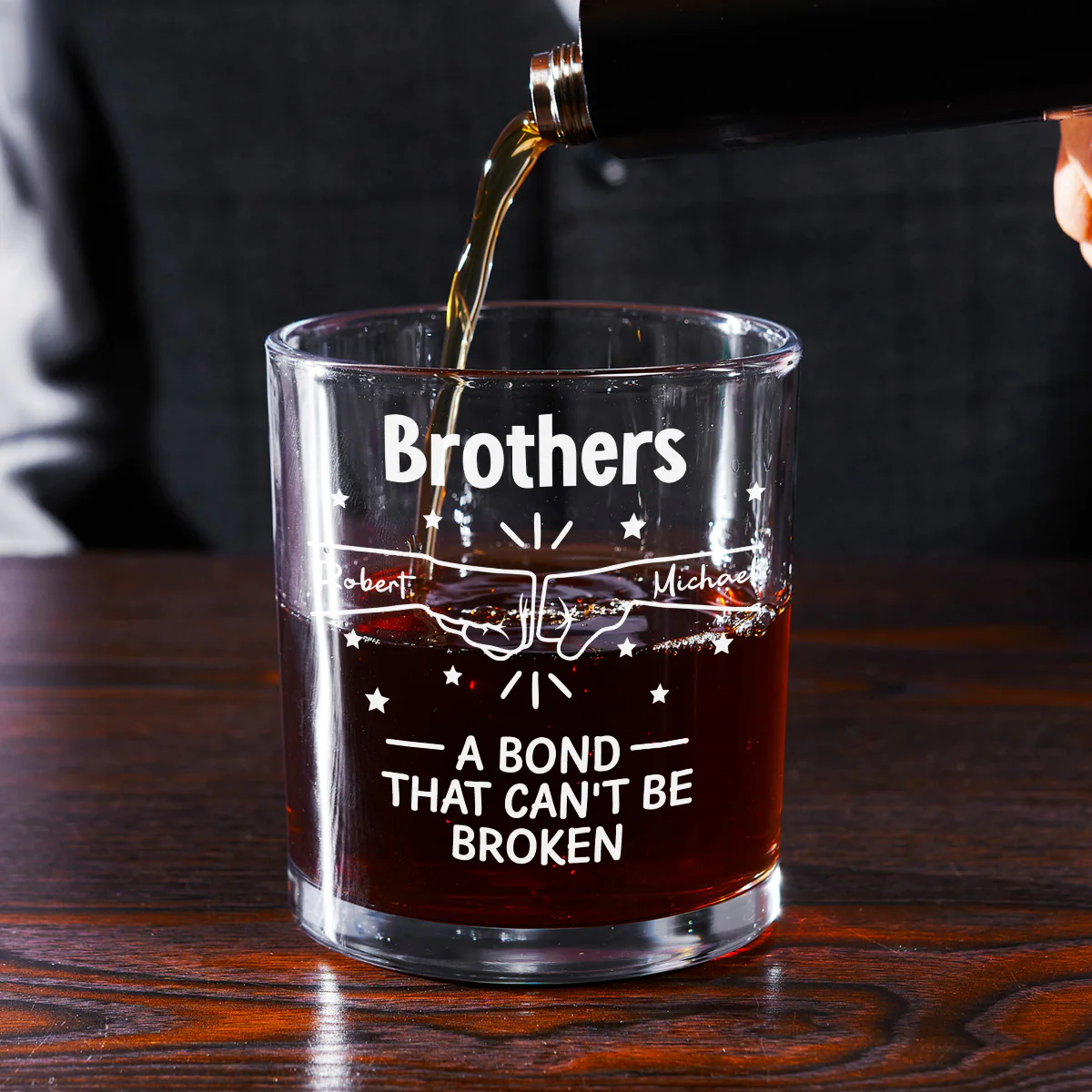 A Bond Between Brothers - Personalized Custom Whiskey Glass - Image 3