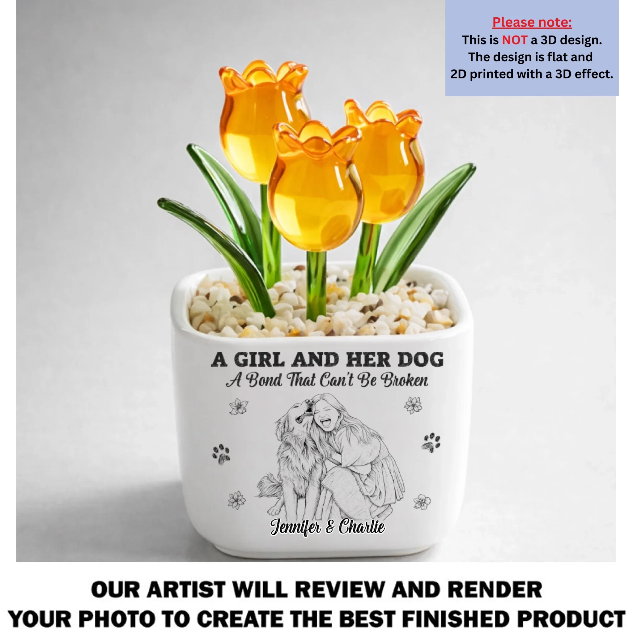 A Bond - Personalized Custom 3D Effect Glass Everlasting Tulips - Image 12