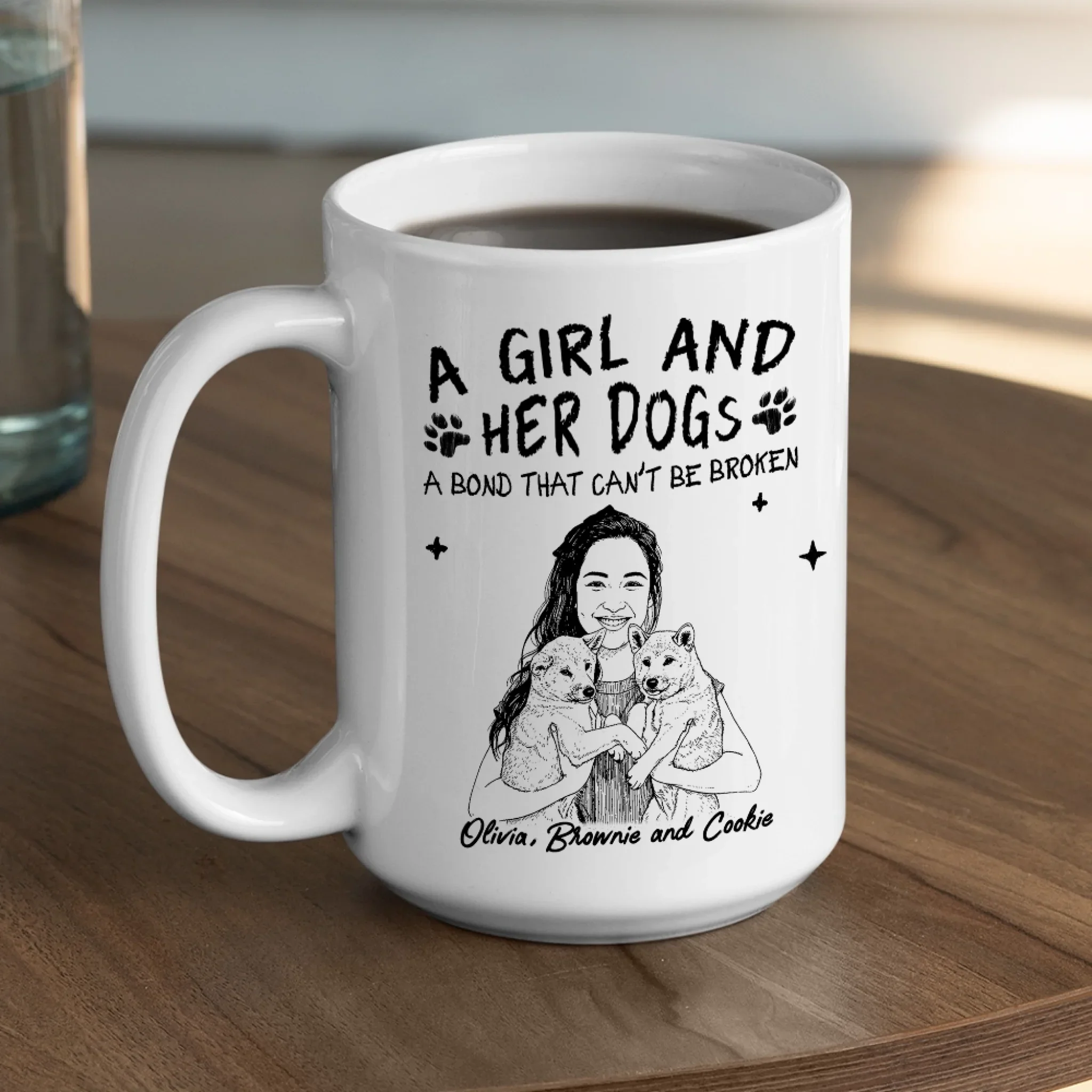 A Girl And Her Dog Sketch - Personalized Custom Coffee Mug - Image 4