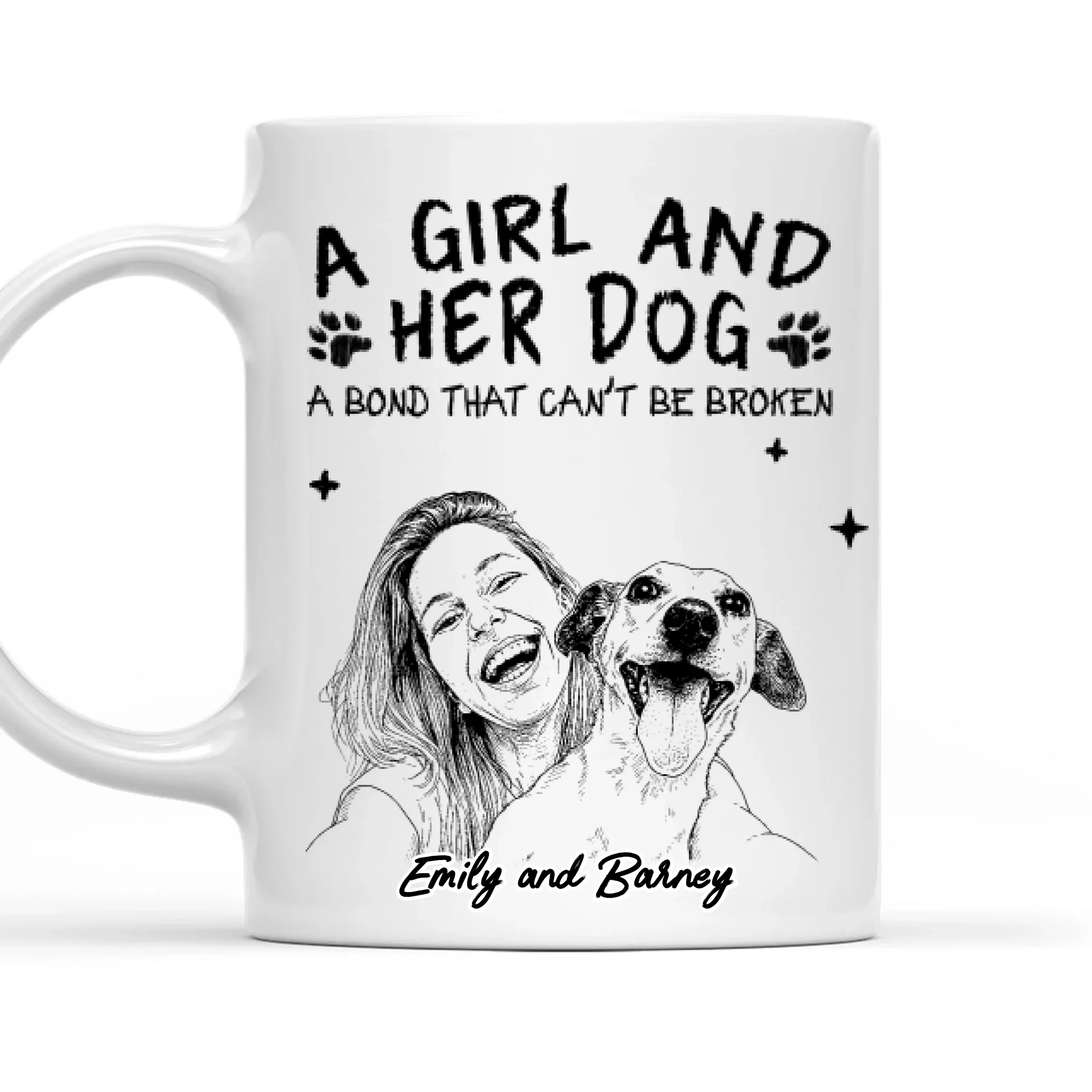 A Girl And Her Dog Sketch - Personalized Custom Coffee Mug - Image 8