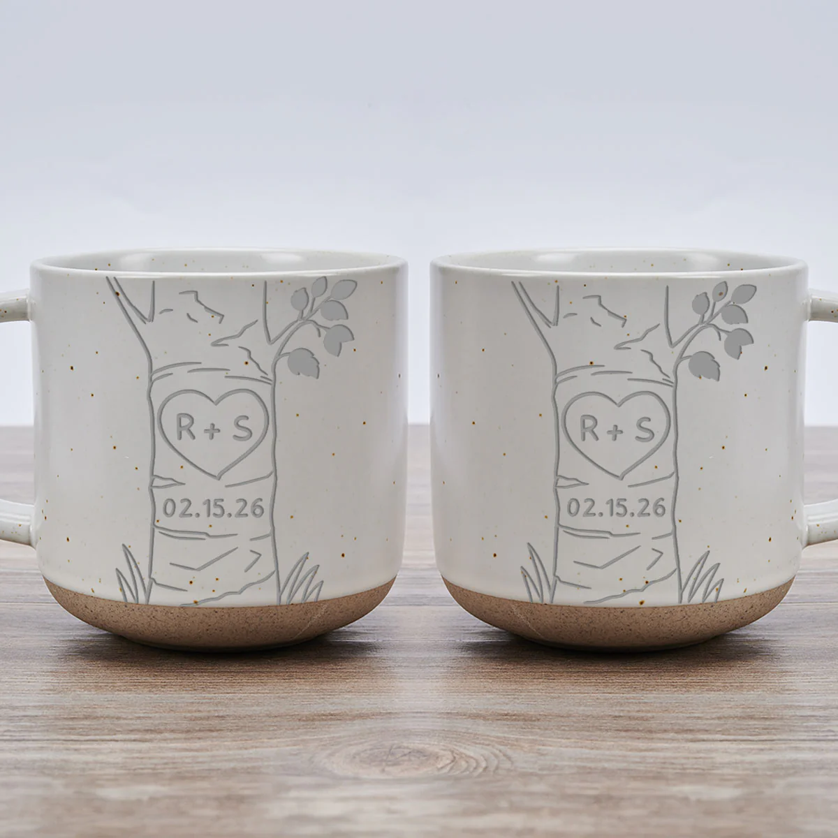 A Heart Tree Couple - Personalized Custom Engraved Pottery Mug