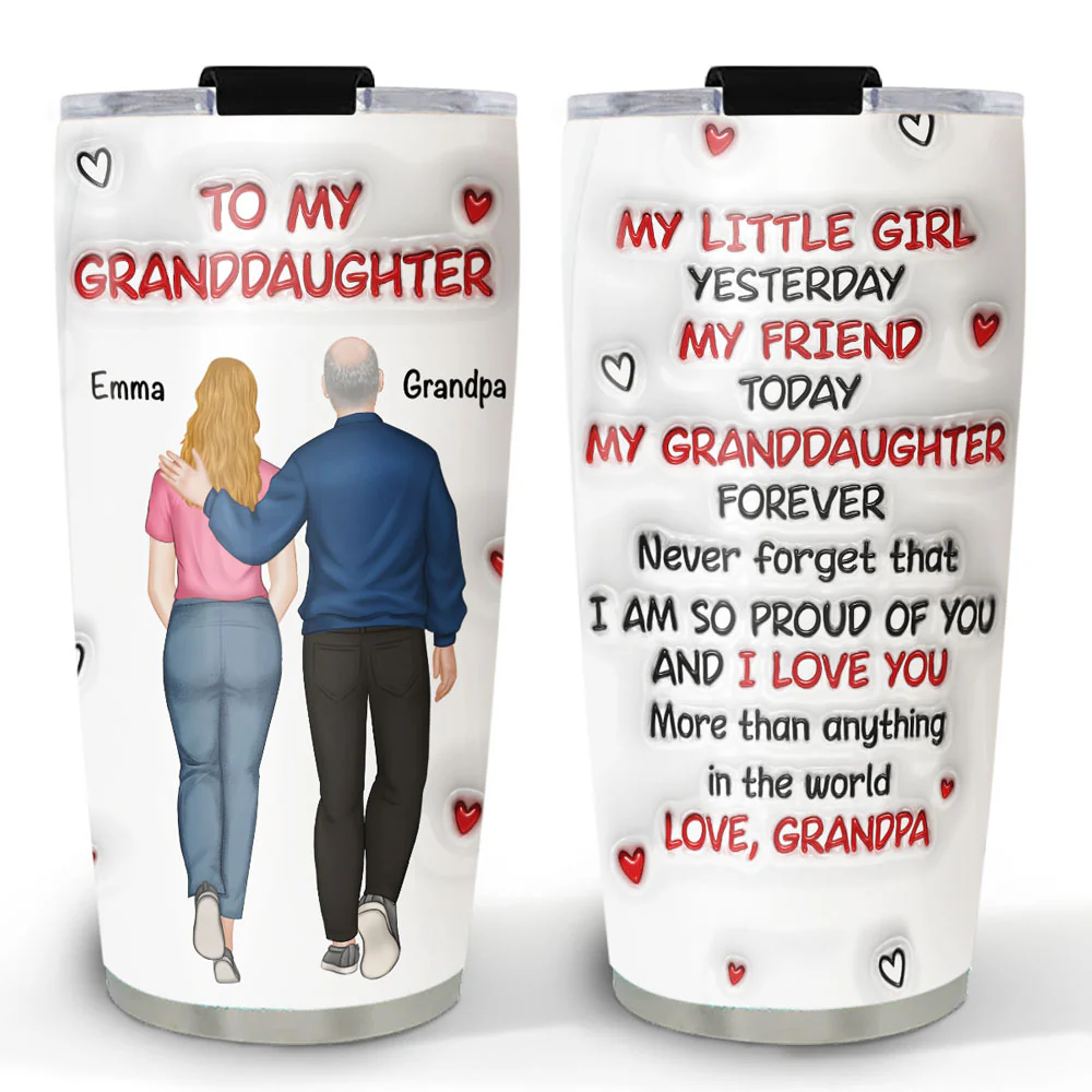 A Hug From Grandpa -  Personalized Custom 3D Inflated Effect Tumbler