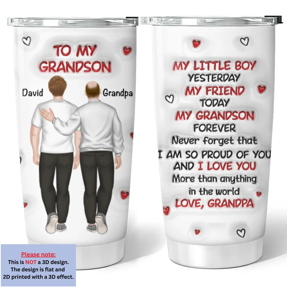 A Hug From Grandpa -  Personalized Custom 3D Inflated Effect Tumbler - Image 6