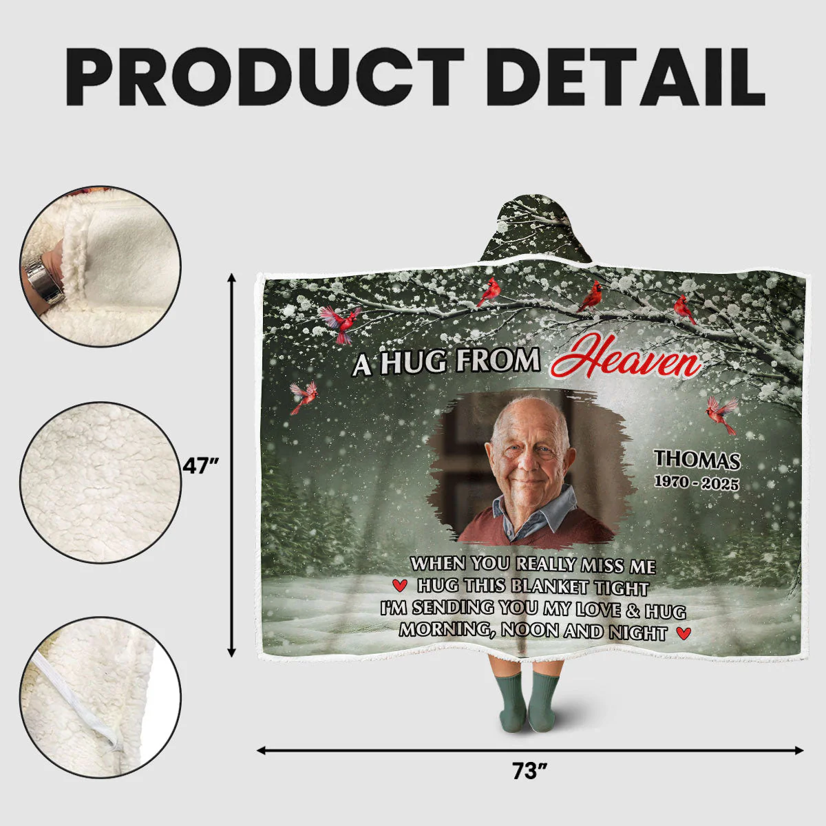 A Hug From Me - Personalized Custom Hooded Blanket - Image 5