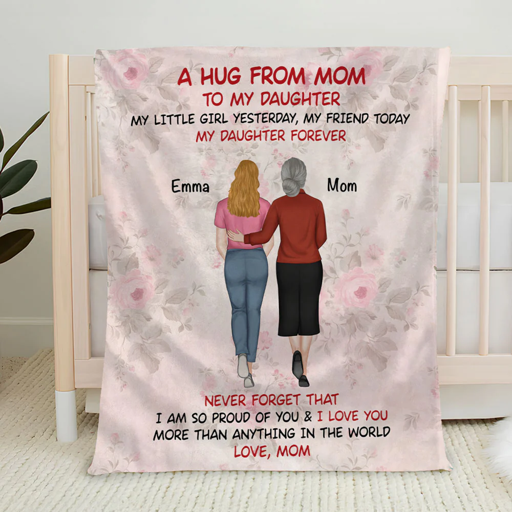 A Hug From Mom - Personalized Custom Fleece Blanket - Image 5