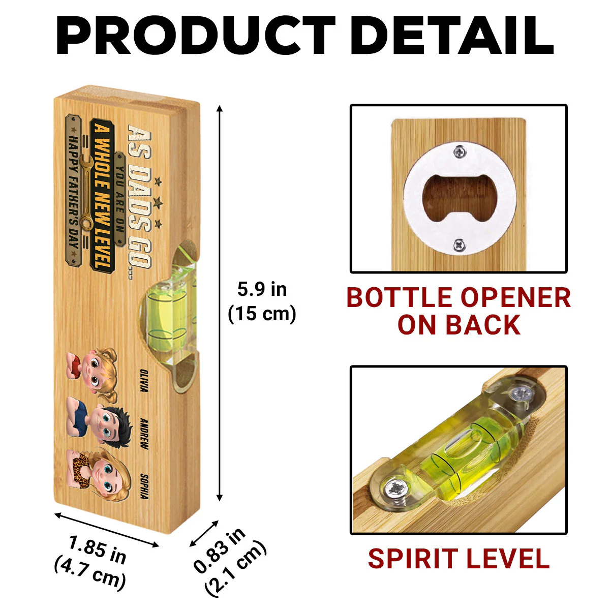A New Level - Personalized Custom Wooden Spirit Level Bottle Opener - Image 7