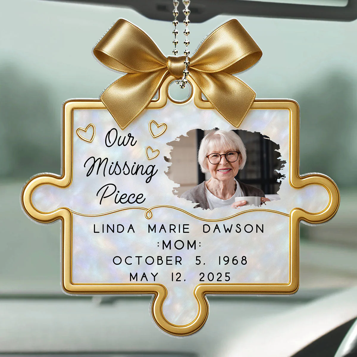 A Piece Of Our Hearts Lives With You - Personalized Custom Car Ornament