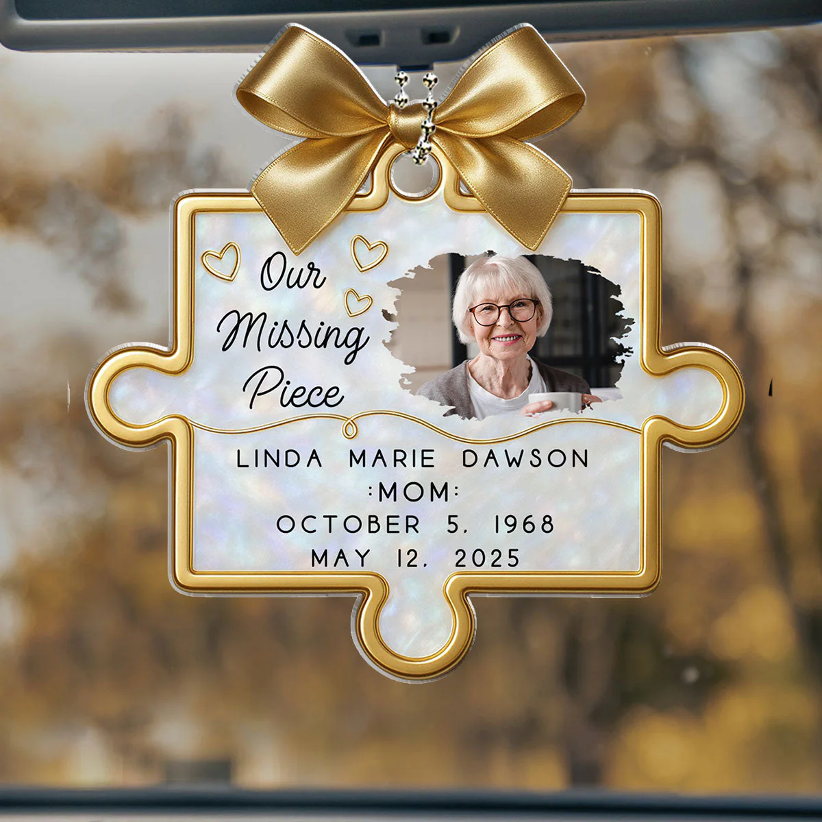 A Piece Of Our Hearts Lives With You - Personalized Custom Car Ornament - Image 2