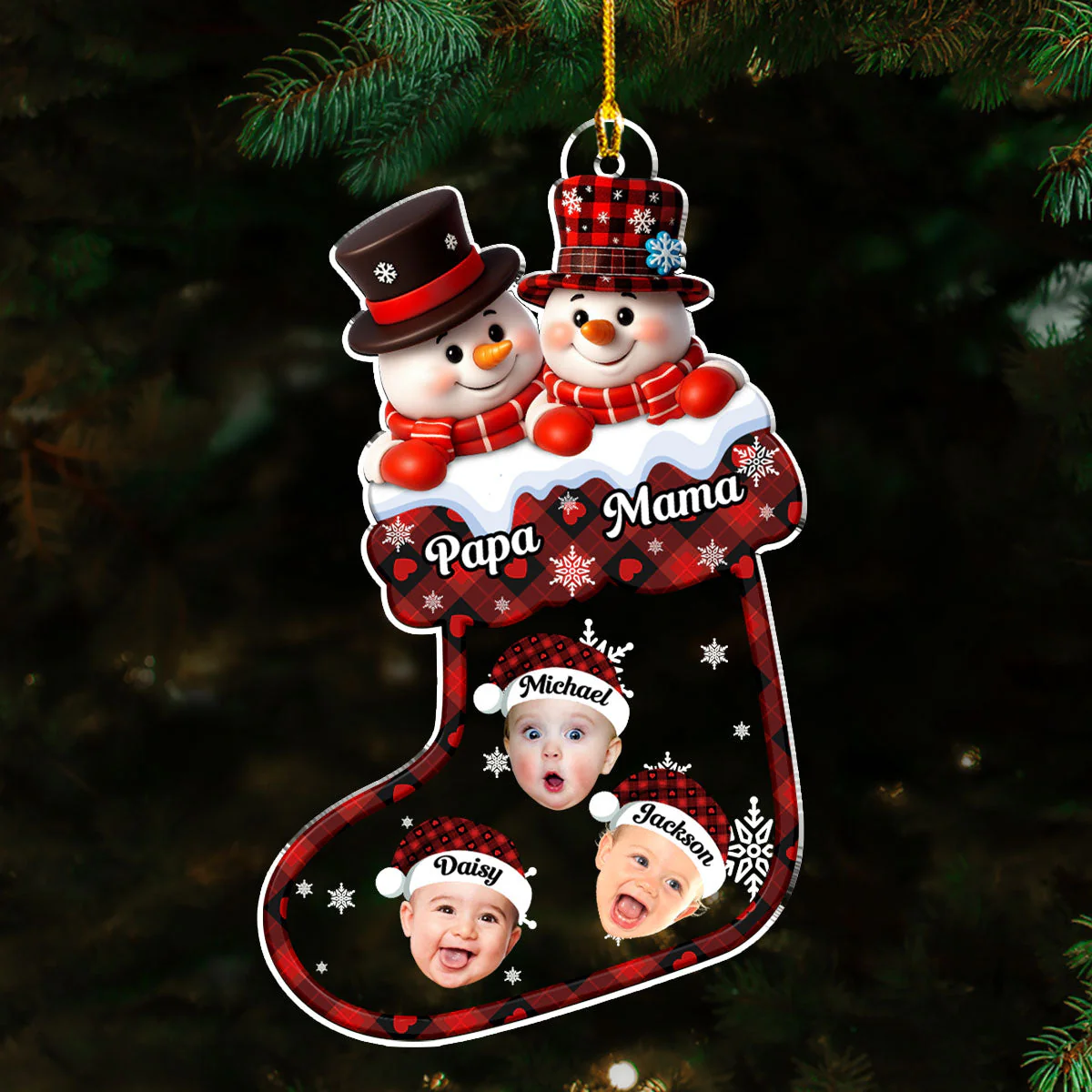 A Snowman Christmas With Love Photo - Personalized Custom Acrylic Ornament - Image 3