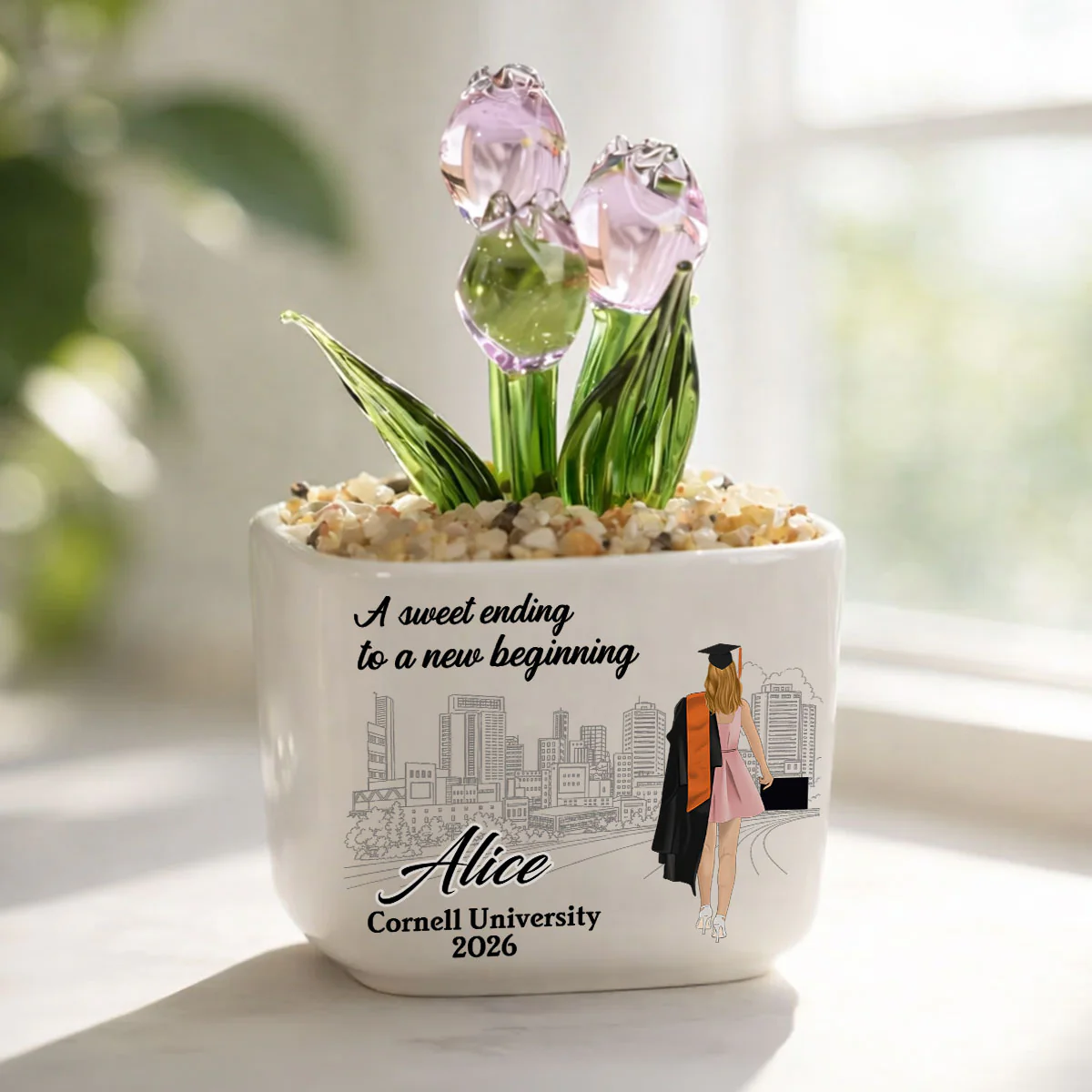 A Sweet Ending - Personalized Custom Glass Everlasting Tulips - Image 2