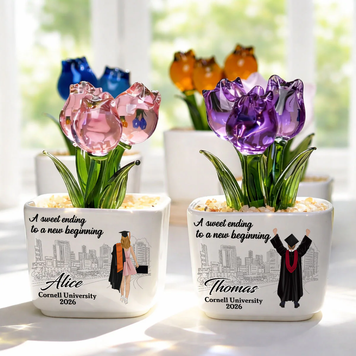 A Sweet Ending - Personalized Custom Glass Everlasting Tulips - Image 3