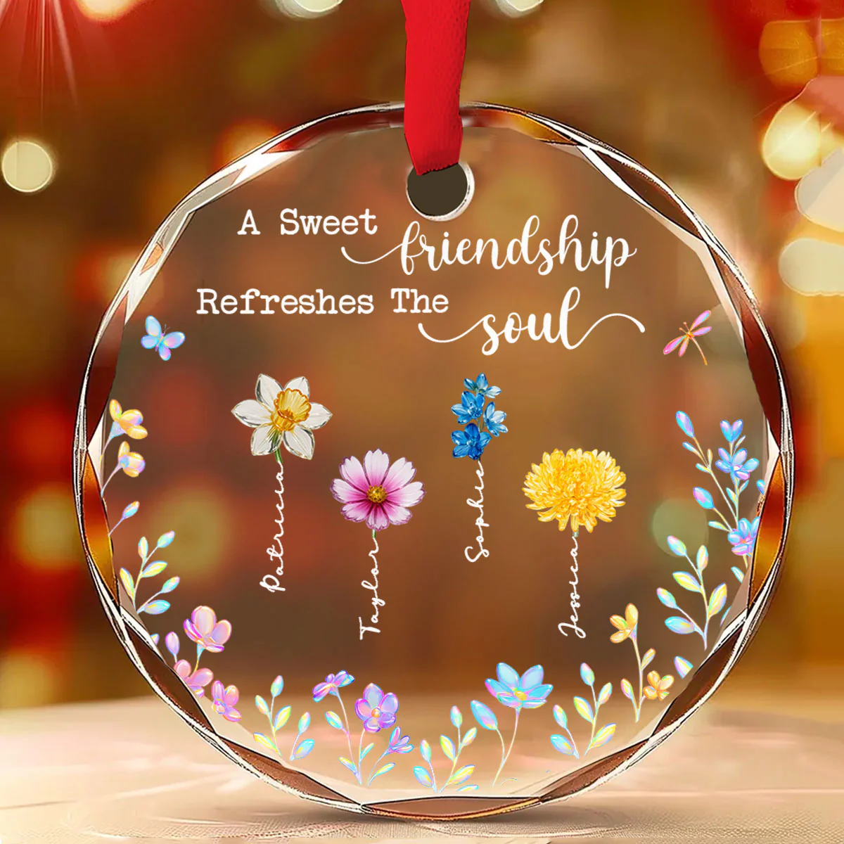A Sweet Friendship - Personalized Custom Glass Ornament - Image 3