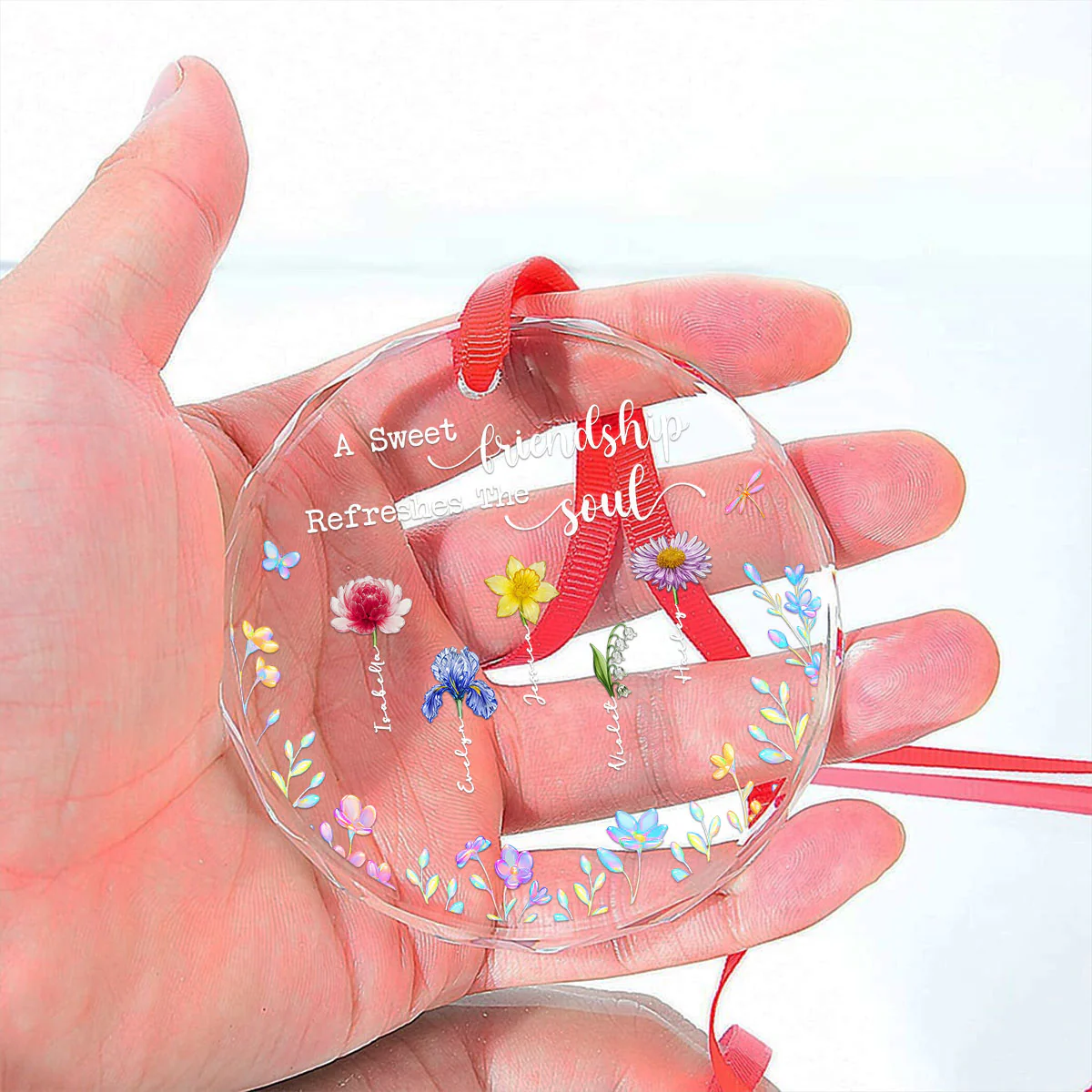 A Sweet Friendship - Personalized Custom Glass Ornament - Image 5