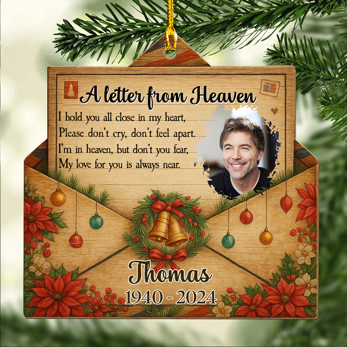 A Touch From Heaven - Personalized Custom Wood Ornament - Image 3