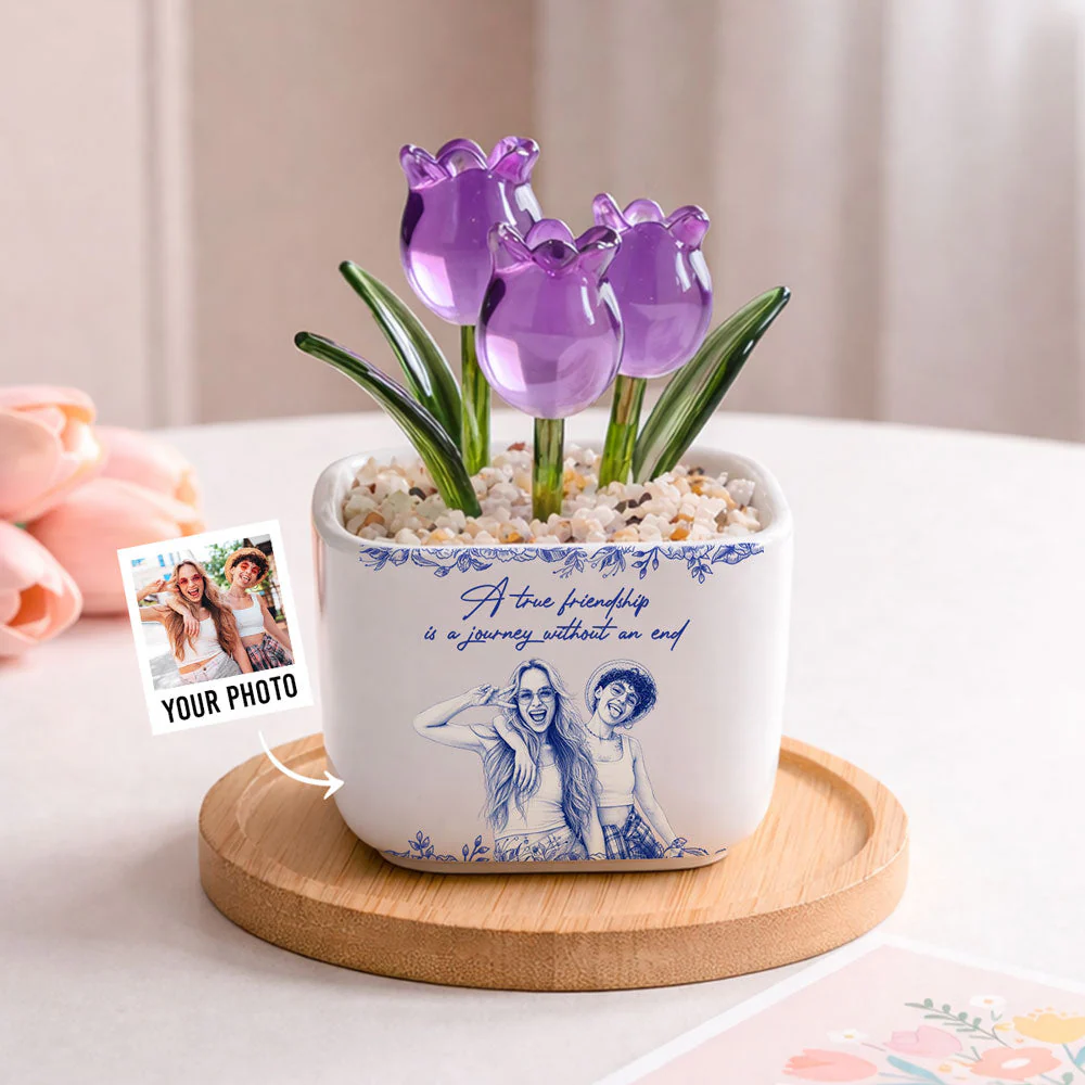A True Friendship - Personalized Custom Glass Everlasting Tulips