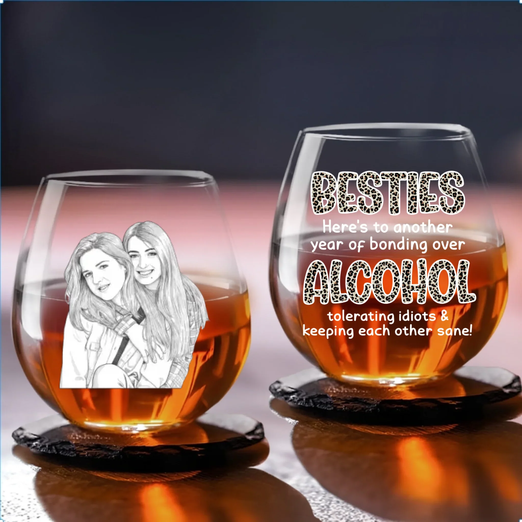 Alcohol Tolerating Sketch Version - Personalized Custom Wine Glass - Image 5