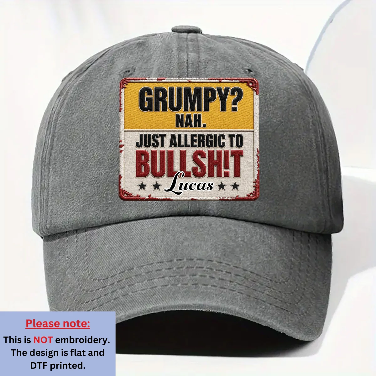 Allergic To All Of Them - Personalized Custom 3D Effect Vintage Washed Denim Cap - Image 7