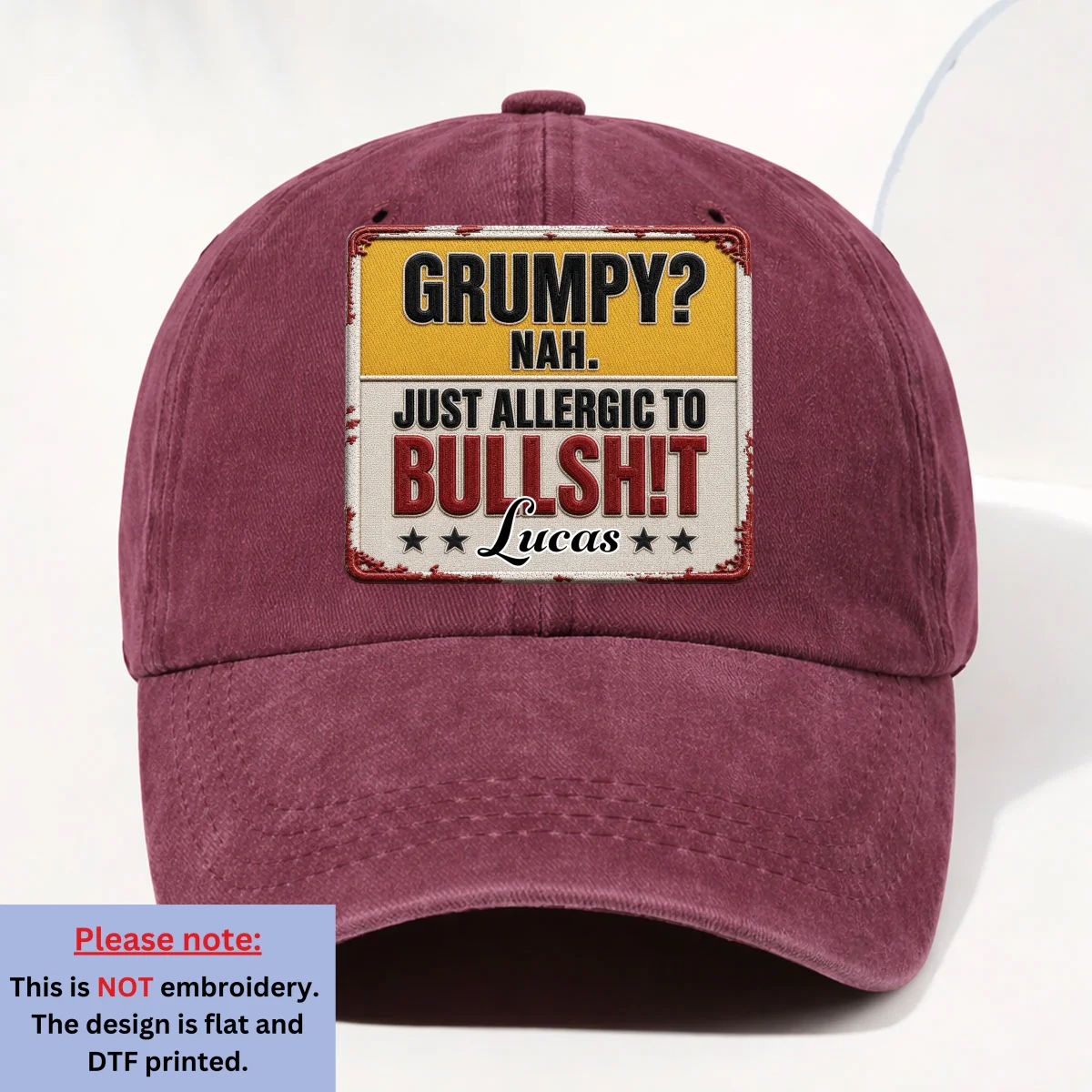 Allergic To All Of Them - Personalized Custom 3D Effect Vintage Washed Denim Cap - Image 9