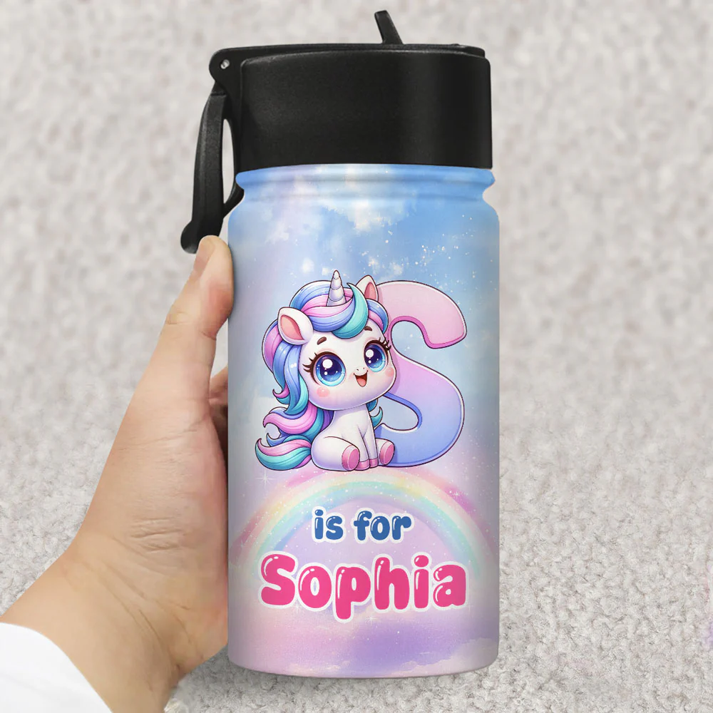 Alphabet Game Cartoon - Personalized Custom Kids Water Bottle - Image 3