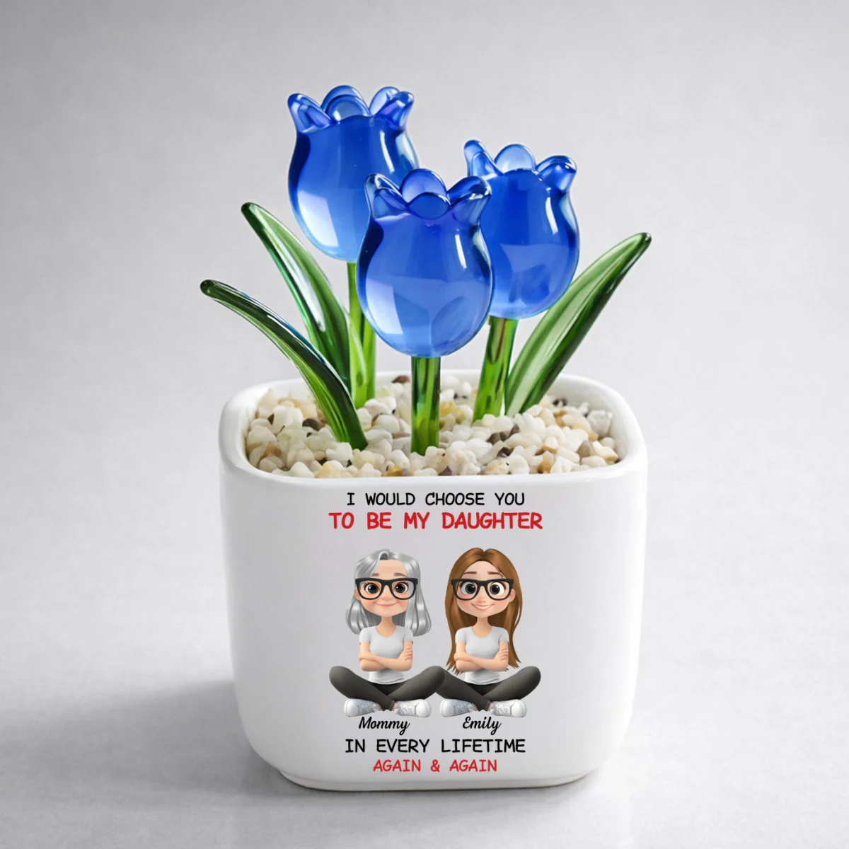 Always Choose You Mom And Daughter - Personalized Custom Glass Everlasting Tulips - Image 7