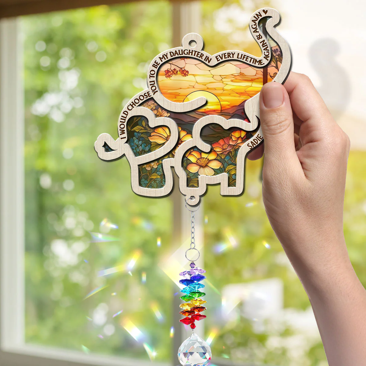 Always Choose You - Personalized Custom Suncatcher With Crystal Rainbow Charm - Image 5