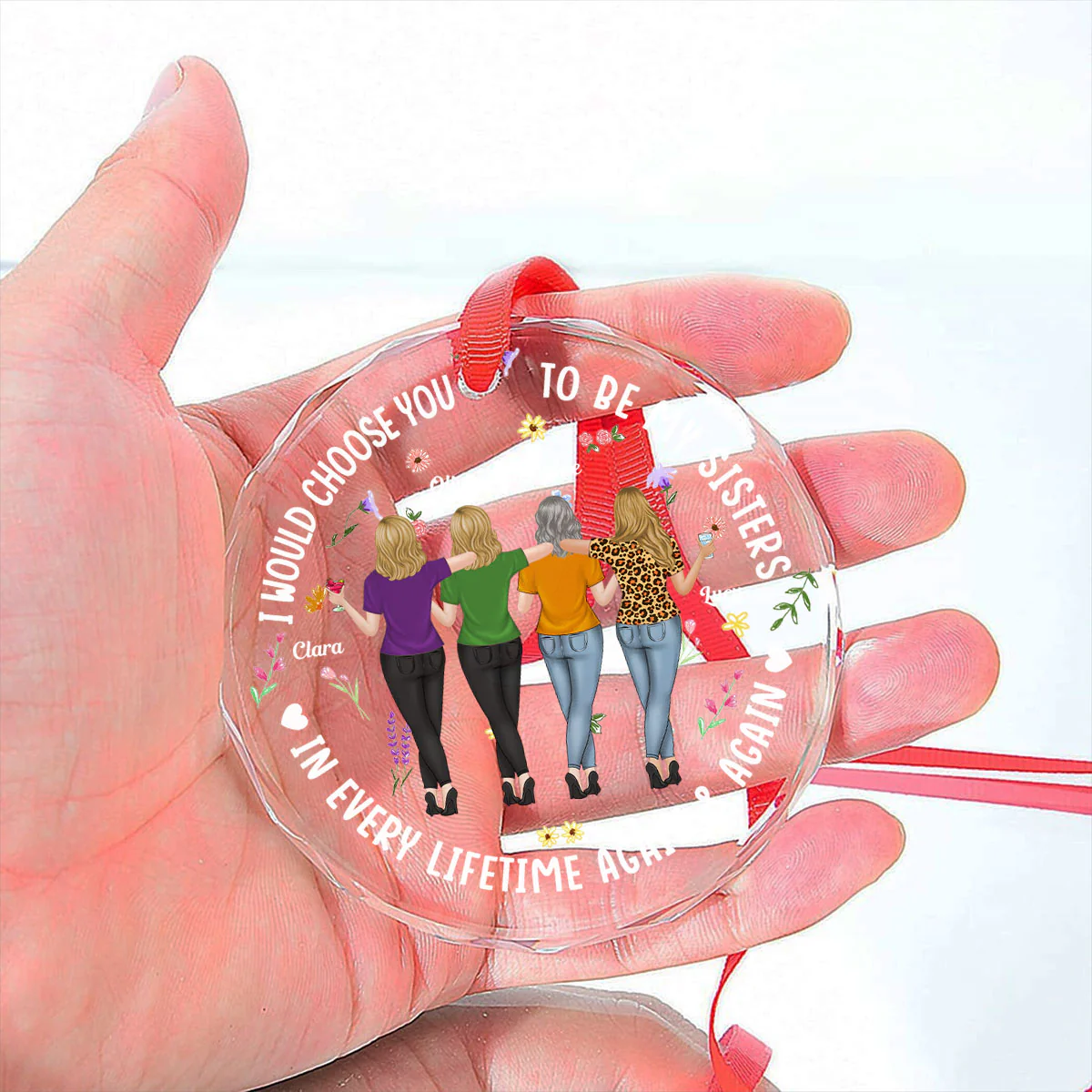 Always Choose You Sisters - Personalized Custom Glass Ornament - Image 4