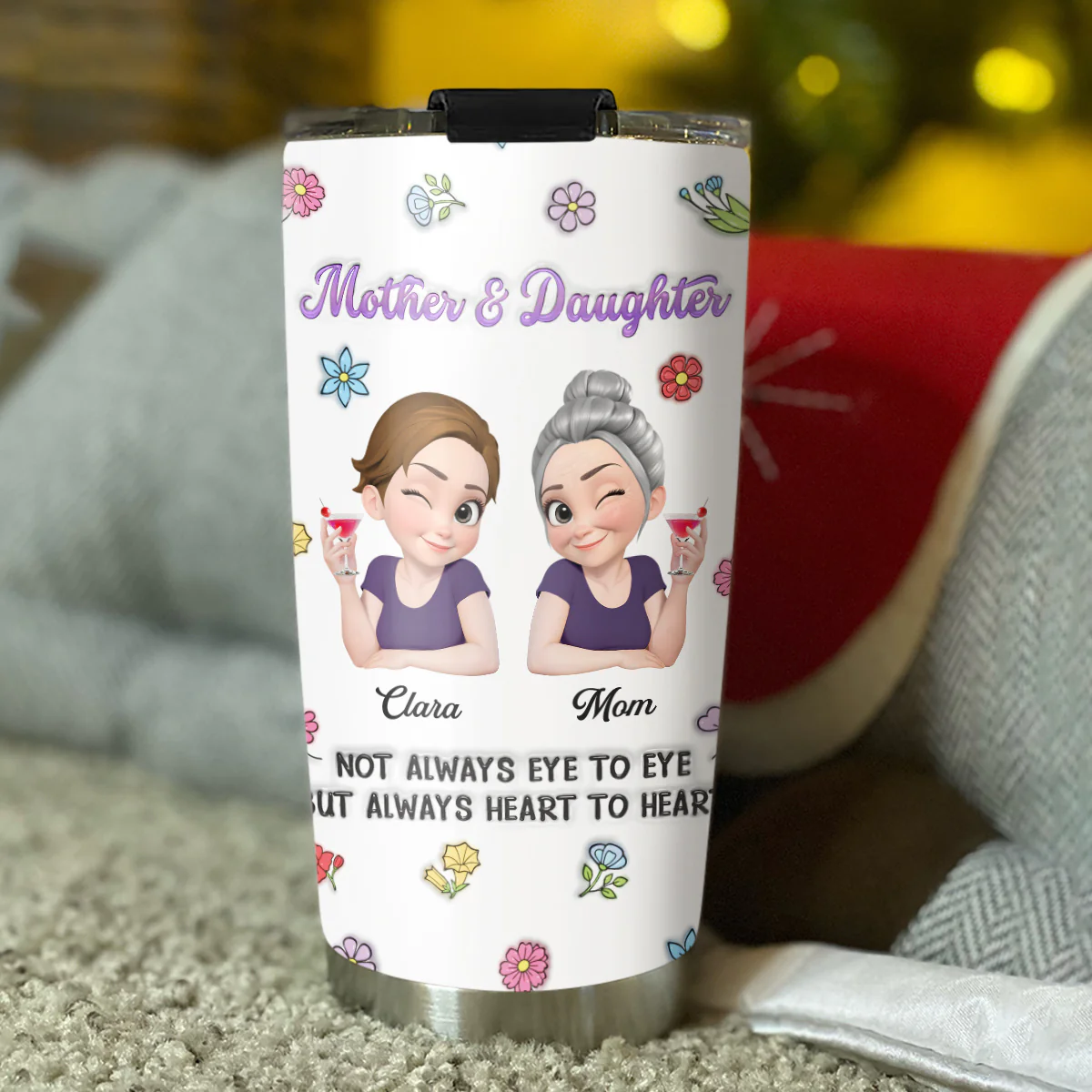 Always Heart To Heart - Personalized Custom 3D Inflated Effect Tumbler - Image 4