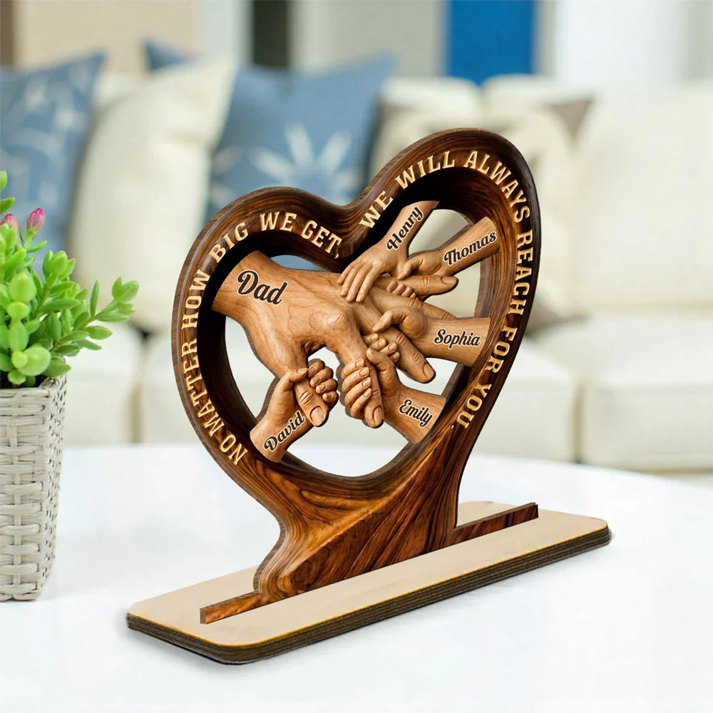 Always Looking Upward Dad - Personalized Custom 2-Layer Wood Plaque With Flat Base - Image 3