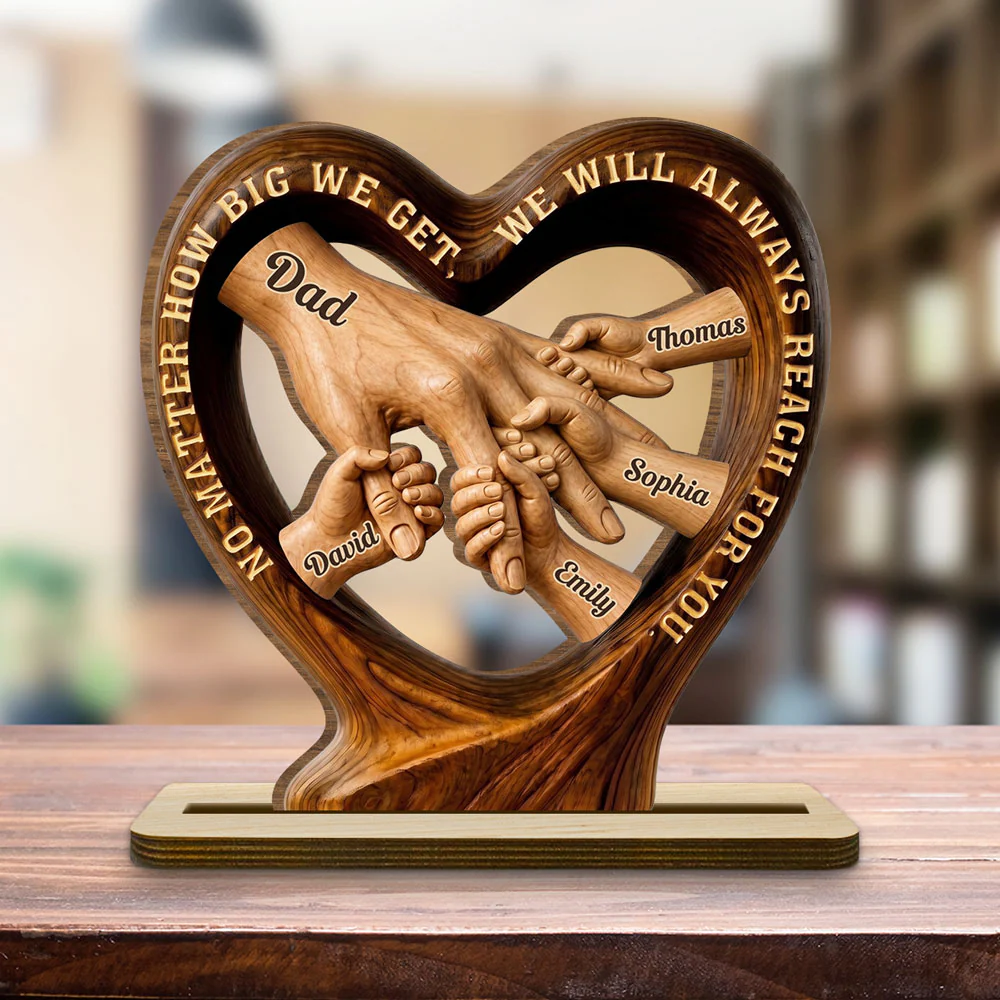 Always Looking Upward Dad - Personalized Custom 2-Layer Wood Plaque With Flat Base - Image 4
