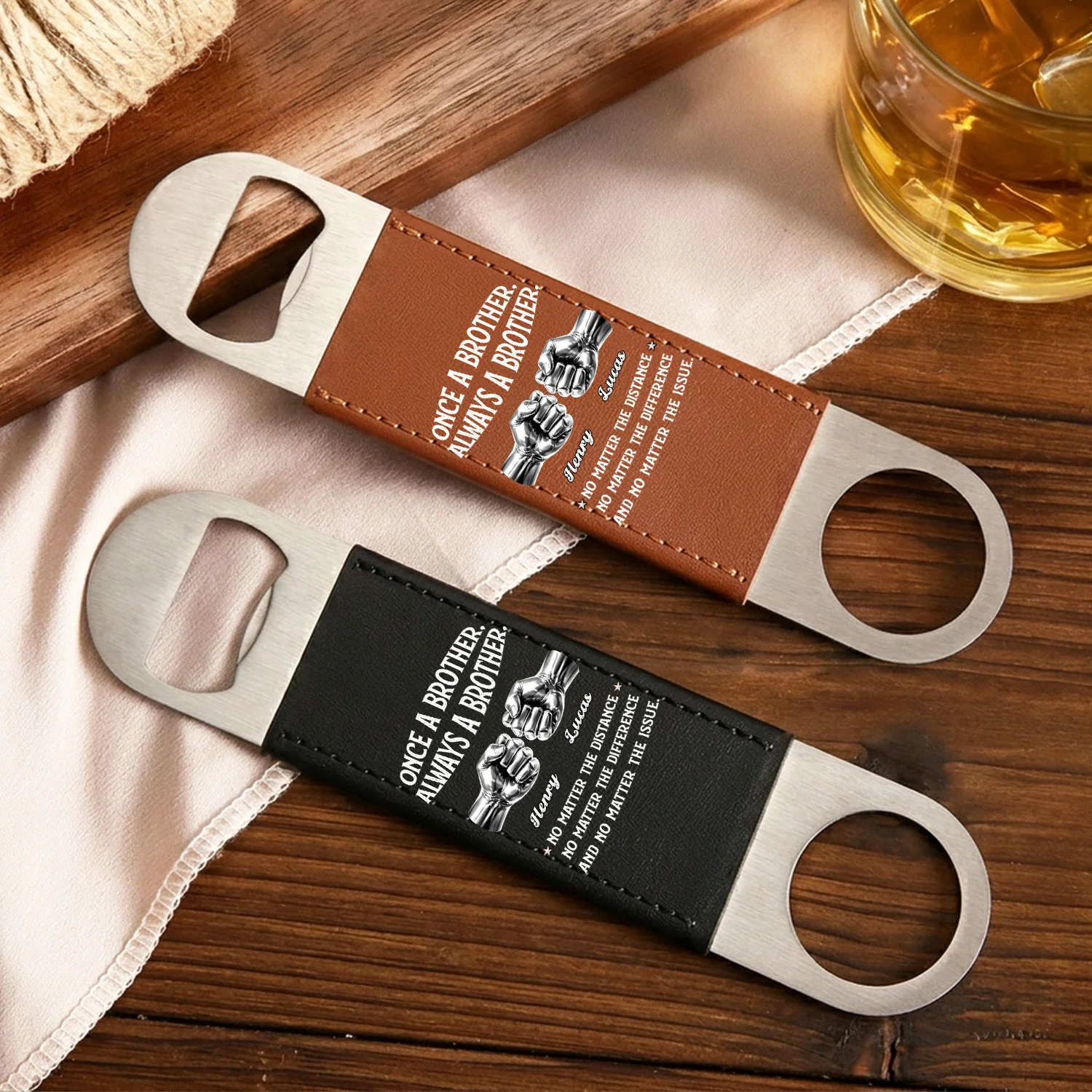 Always My Brother - Personalized Custom Leather Bottle Opener - Image 6