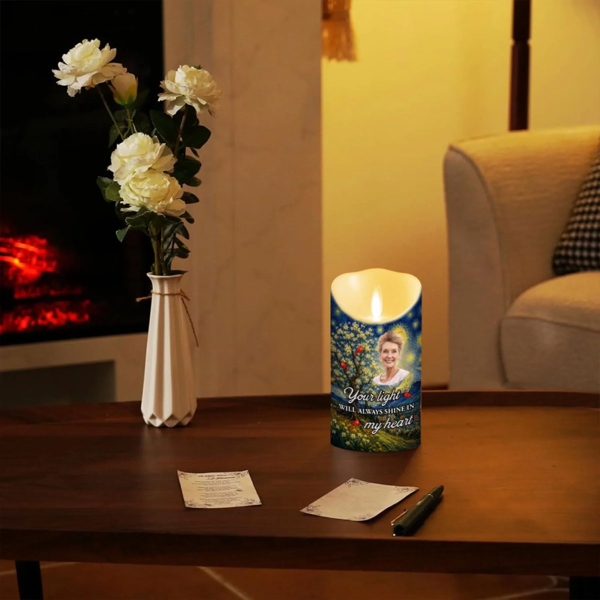 Always Shine In My Heart - Personalized Custom LED Candle - Image 2