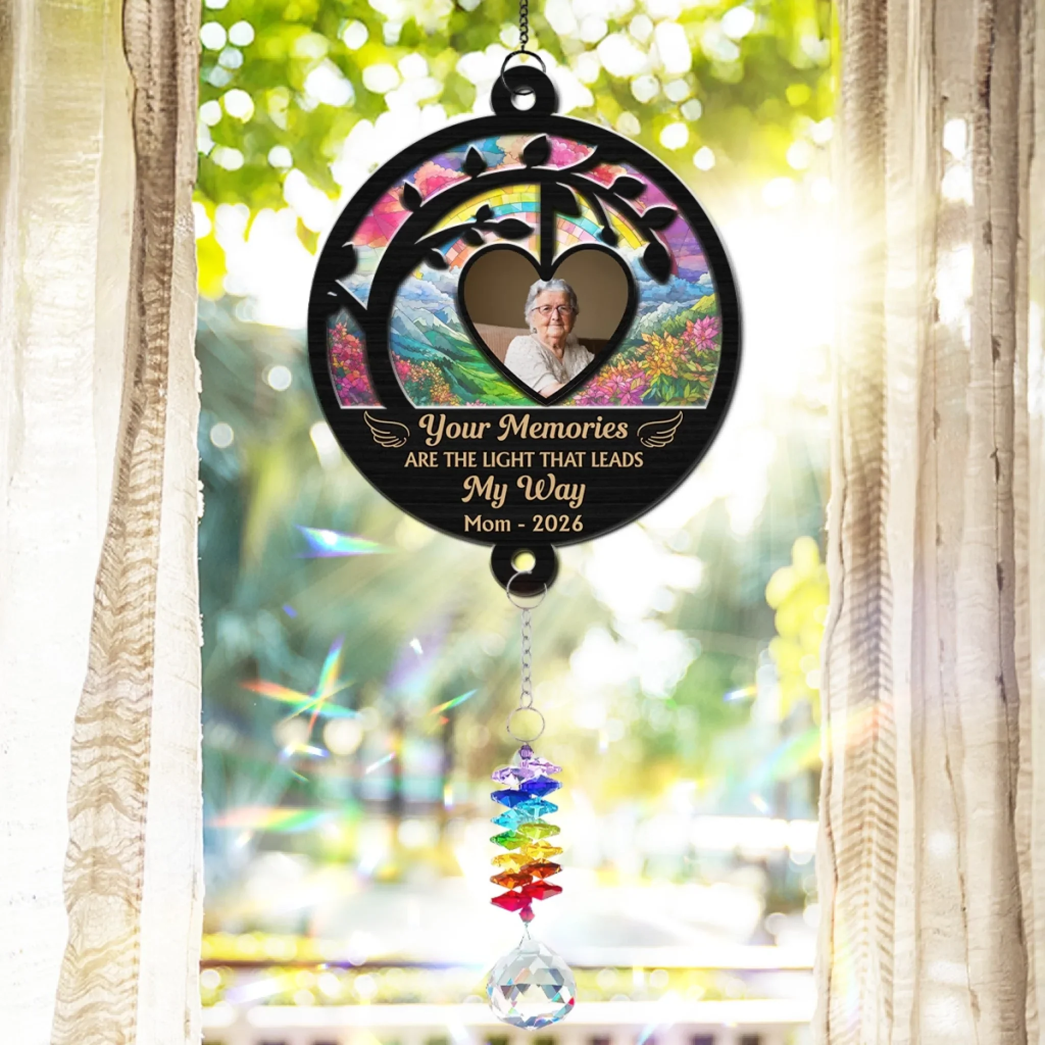 Always Walking Within Your Light - Personalized Custom Suncatcher With Crystal Rainbow Charm
