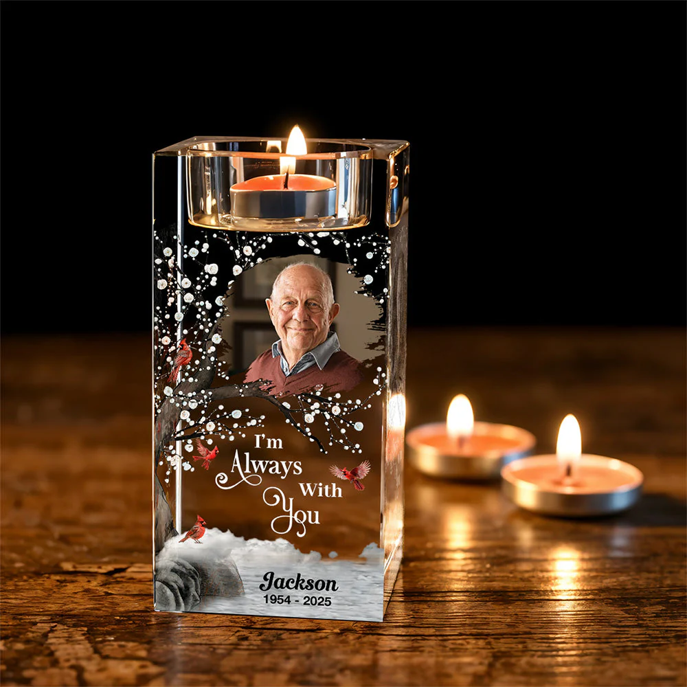 Always With You - Personalized Custom Crystal Candle Holder - Image 5