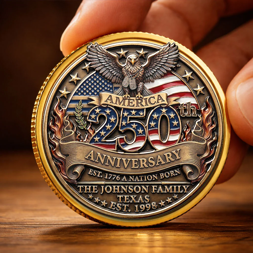 America 250th Anniversary Family Celebration - Personalized Custom Commemorative Keepsake Coin
