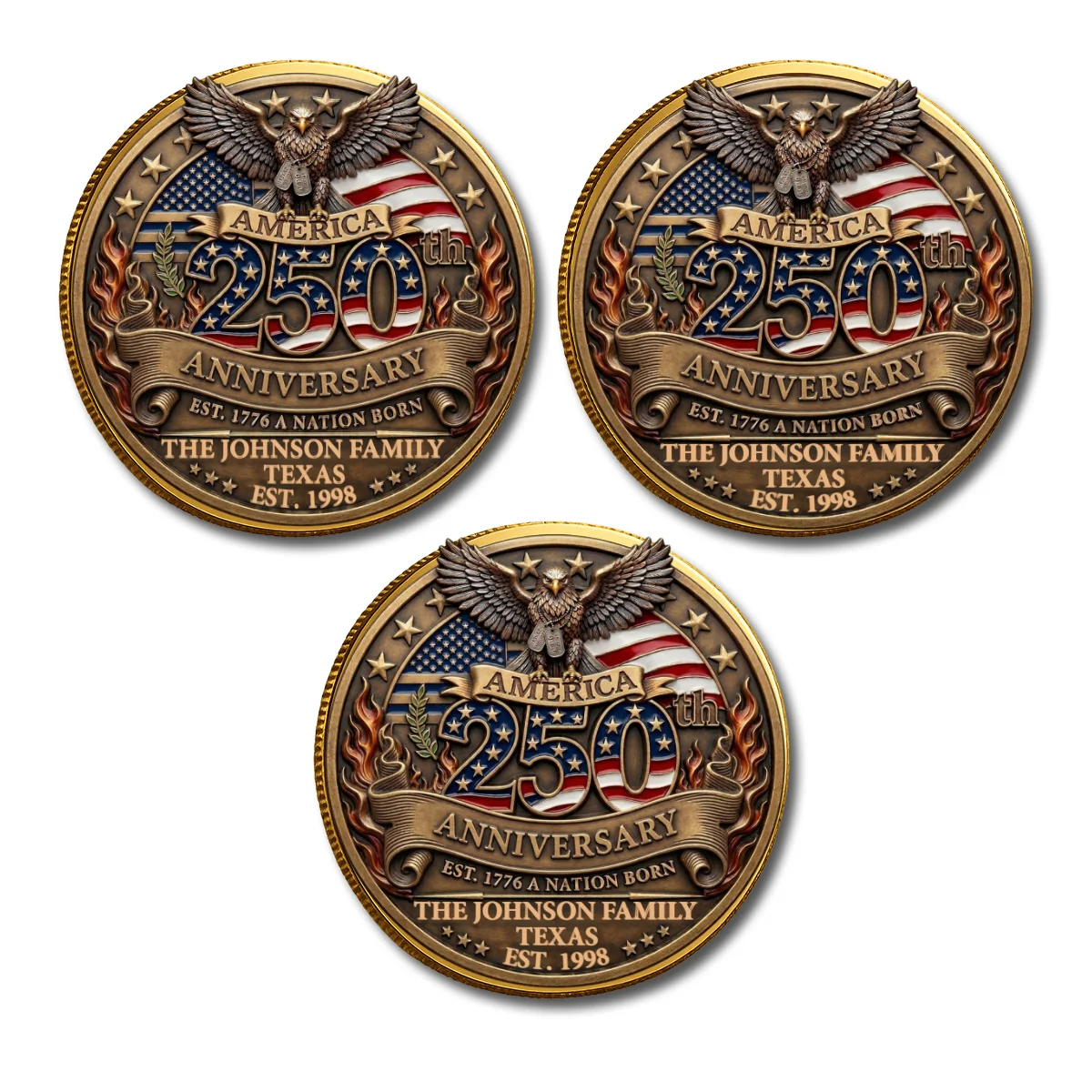 America 250th Anniversary Family Celebration - Personalized Custom Commemorative Keepsake Coin - Image 10