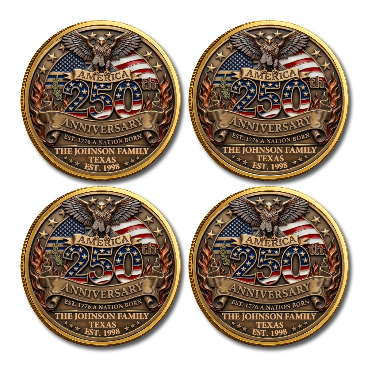 America 250th Anniversary Family Celebration - Personalized Custom Commemorative Keepsake Coin - Image 11