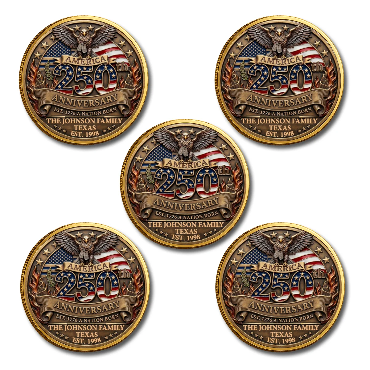 America 250th Anniversary Family Celebration - Personalized Custom Commemorative Keepsake Coin - Image 12