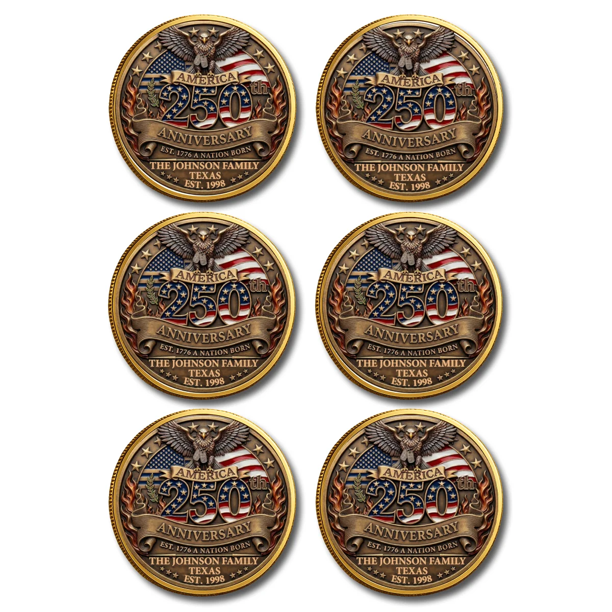 America 250th Anniversary Family Celebration - Personalized Custom Commemorative Keepsake Coin - Image 13