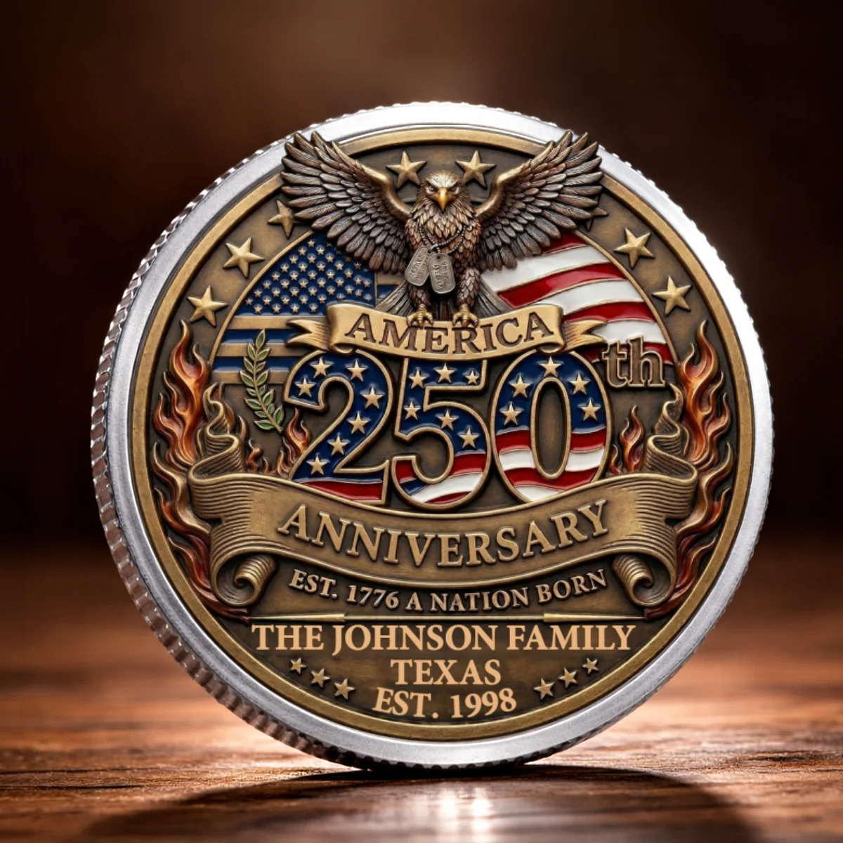America 250th Anniversary Family Celebration - Personalized Custom Commemorative Keepsake Coin - Image 14