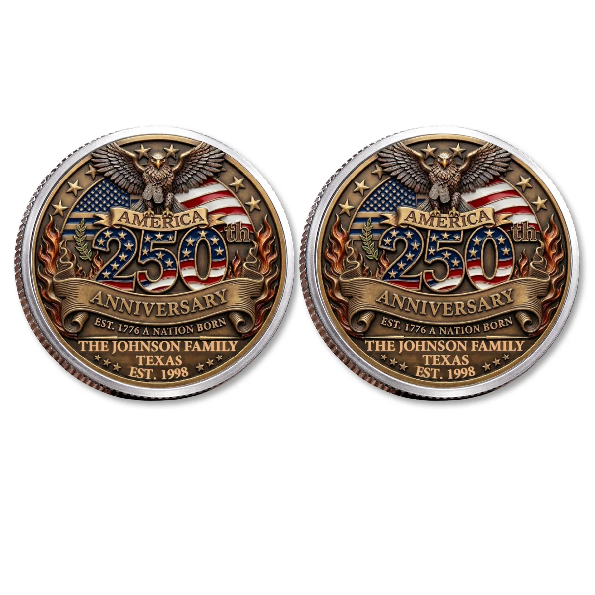 America 250th Anniversary Family Celebration - Personalized Custom Commemorative Keepsake Coin - Image 15