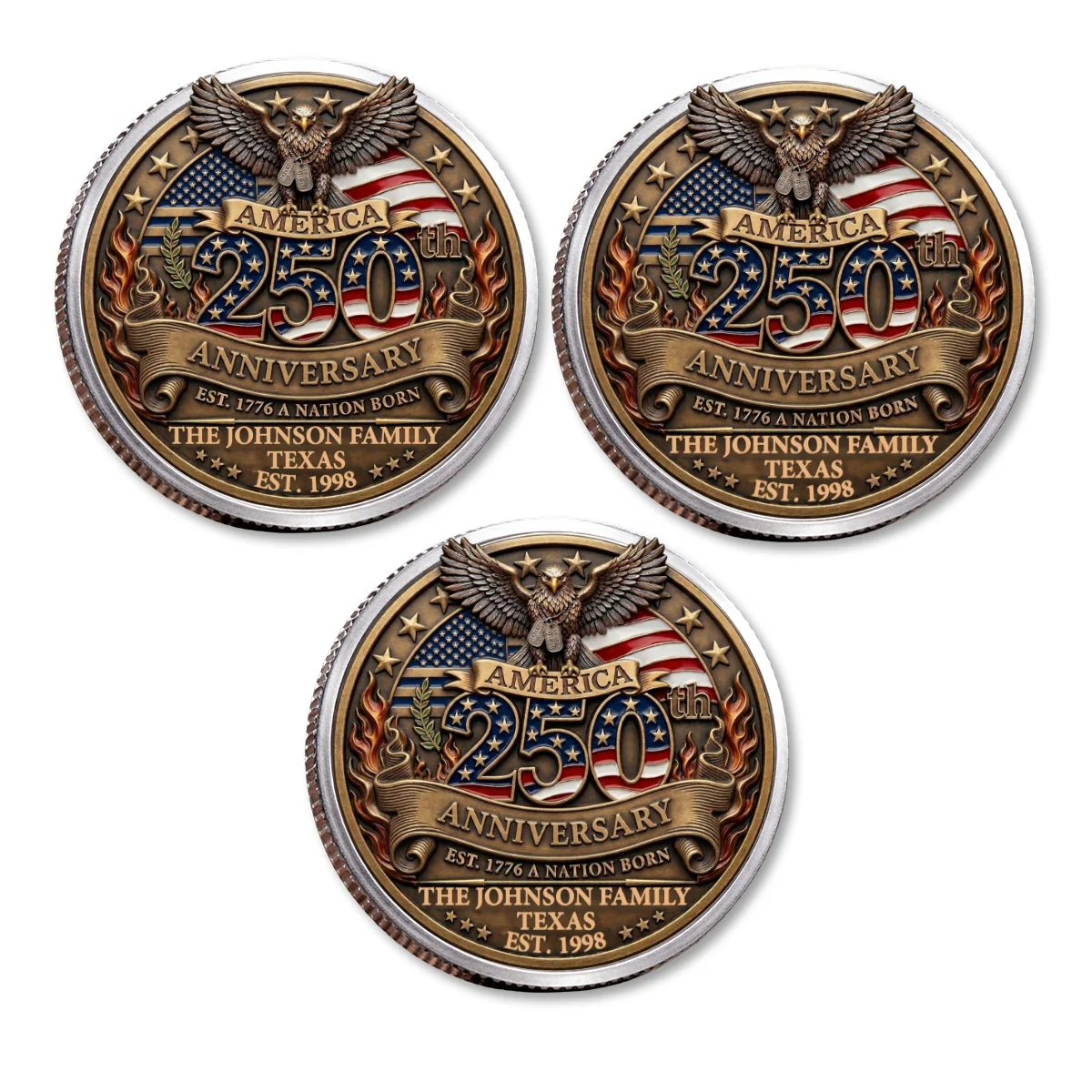 America 250th Anniversary Family Celebration - Personalized Custom Commemorative Keepsake Coin - Image 16