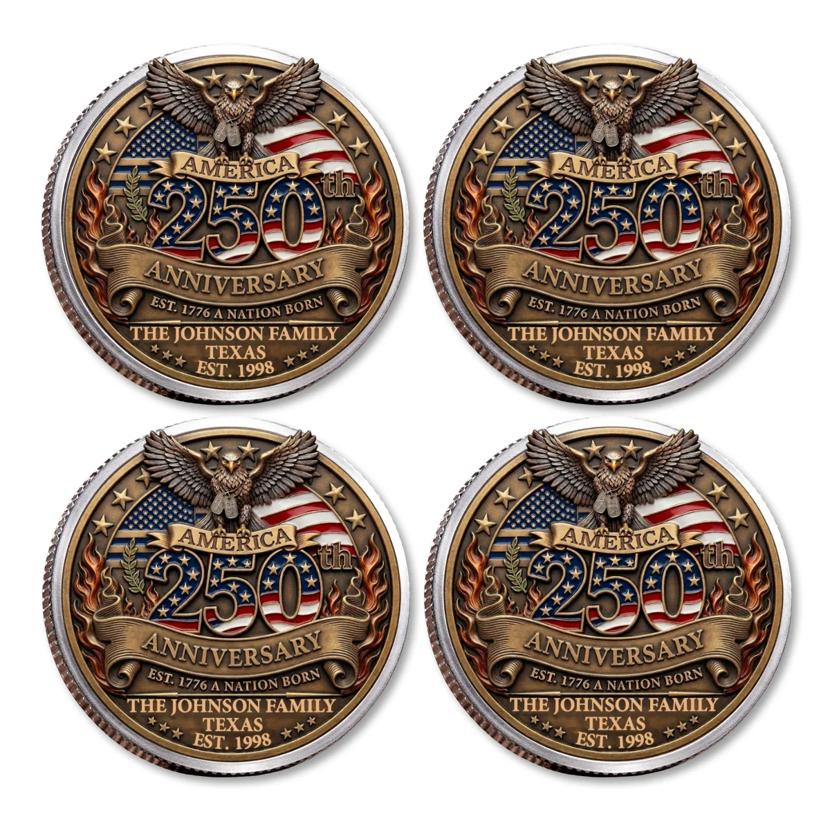 America 250th Anniversary Family Celebration - Personalized Custom Commemorative Keepsake Coin - Image 17